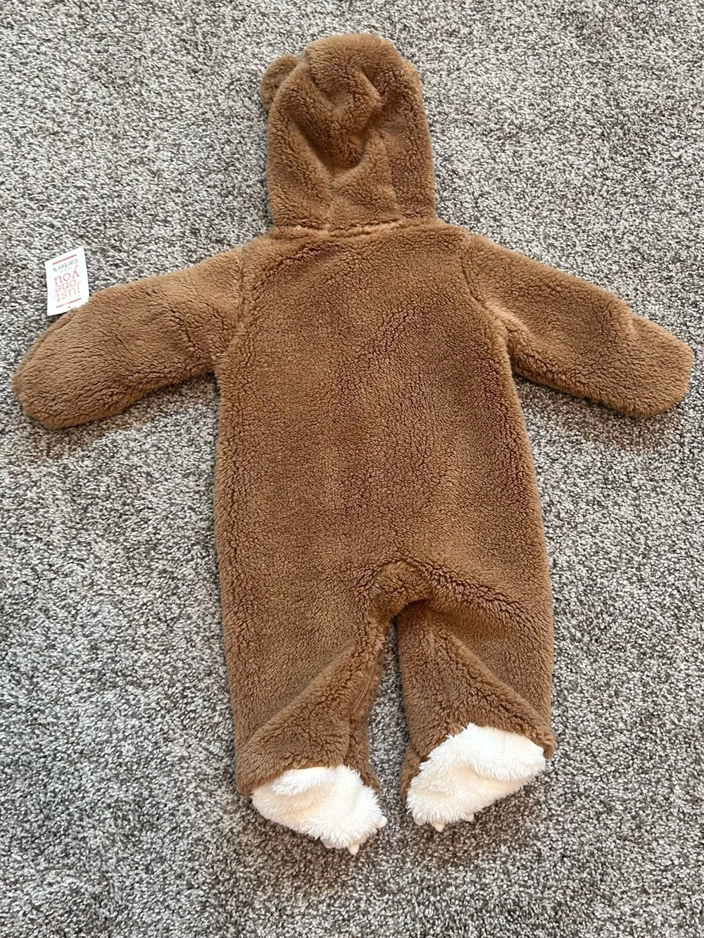 NEW Carter's Brown Plush Hooded Baby Snowsuit